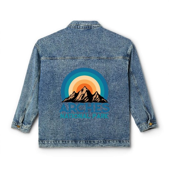 Cool Vintage Retro Arches National Park Mountain Classic Women's Denim Jackets