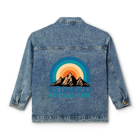 Cool Vintage Retro Redwood National Park Mountain Classic Women's Denim Jackets