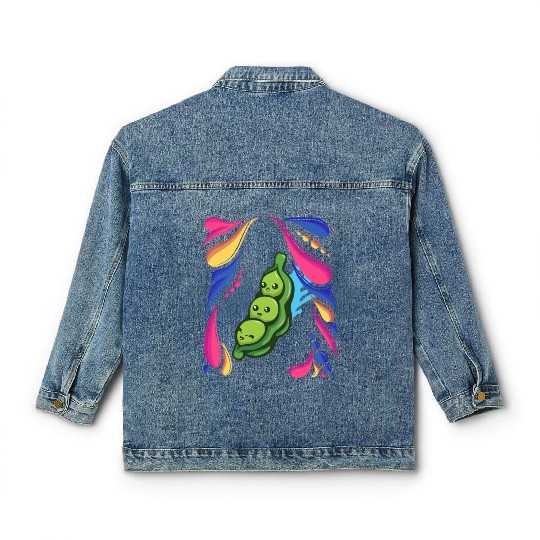 Pea Vegetable Vegan colorful Classic Women's Denim Jackets
