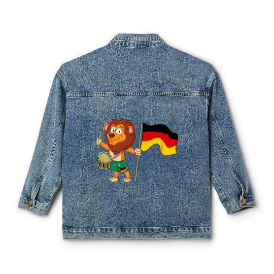Lion with the Germany flag Classic Women's Denim Jackets
