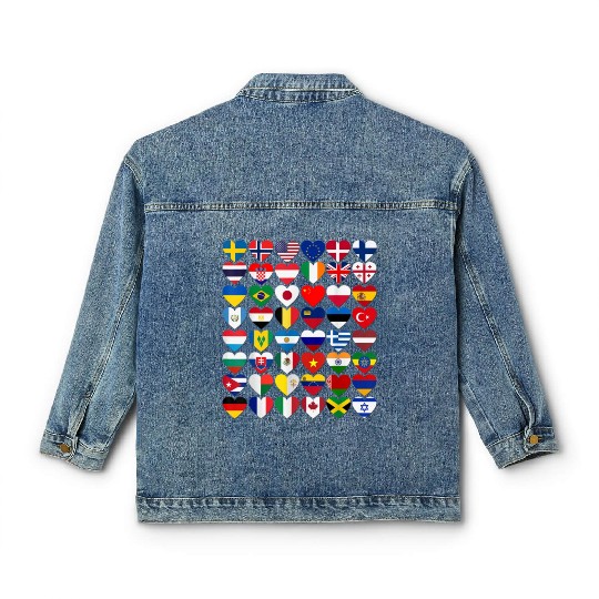 Flags of the Countries of the World International Classic Women's Denim Jackets