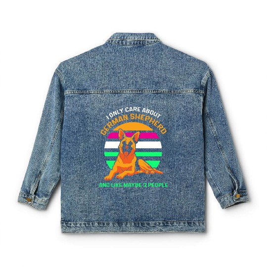 German Shepherd and like maybe 3 people Classic Women's Denim Jackets