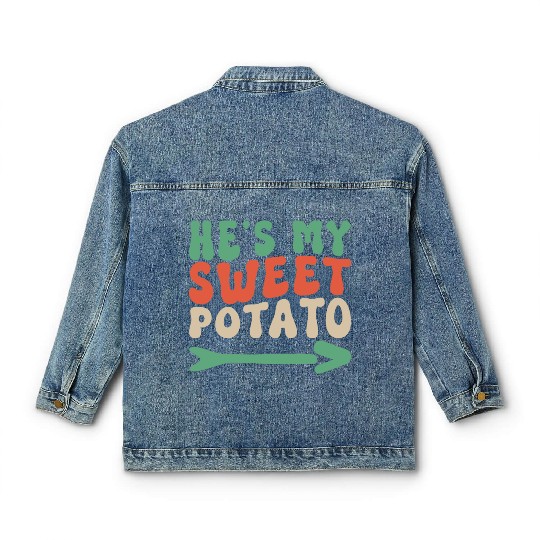 Groovy He's My Sweet Potato Couple's Matching Classic Women's Denim Jackets