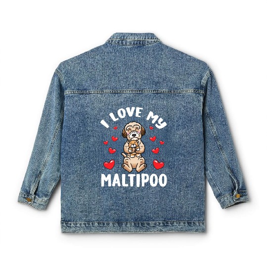 Maltipoo Dog With Stuffed Animal Classic Women's Denim Jackets