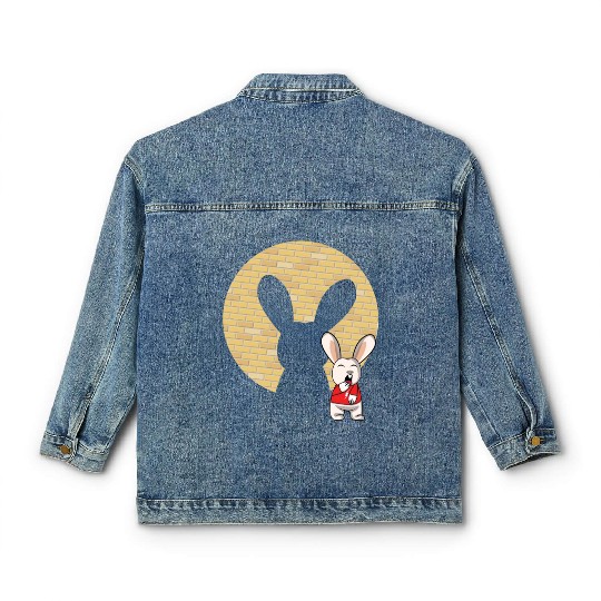 Rock Sign Kawaii Bunny Metal Music Heavy Rock Classic Women's Denim Jackets