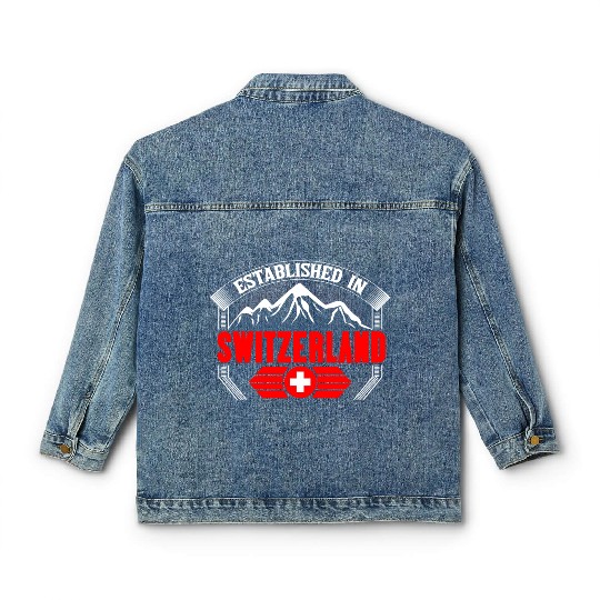 Switzerland Matterhorn Flag Gift Idea Classic Women's Denim Jackets