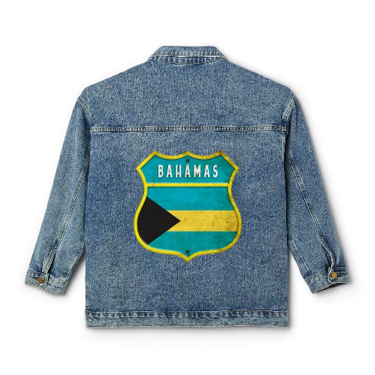 Bahamas coat of arms flag design Classic Women's Denim Jackets