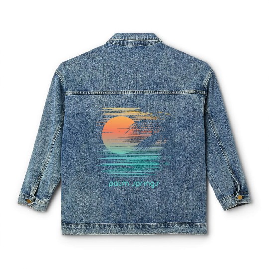 Artistic Palm Springs California Palm Tree Classic Women's Denim Jackets