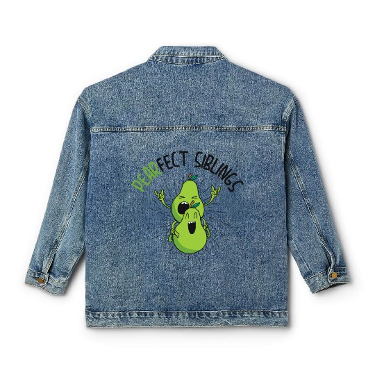 Siblings Pear Fruit Big Brother Sister Goals Classic Women's Denim Jackets