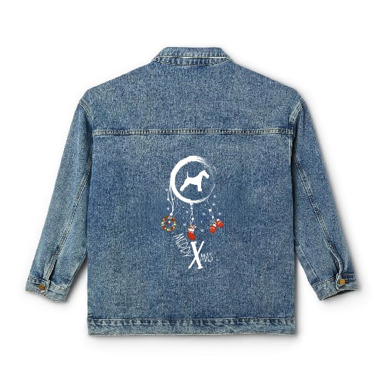 dog dreamcatcher Christmas Wire Fox Terrier Classic Women's Denim Jackets