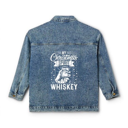 My Christmas Spirit is Whiskey Classic Women's Denim Jackets