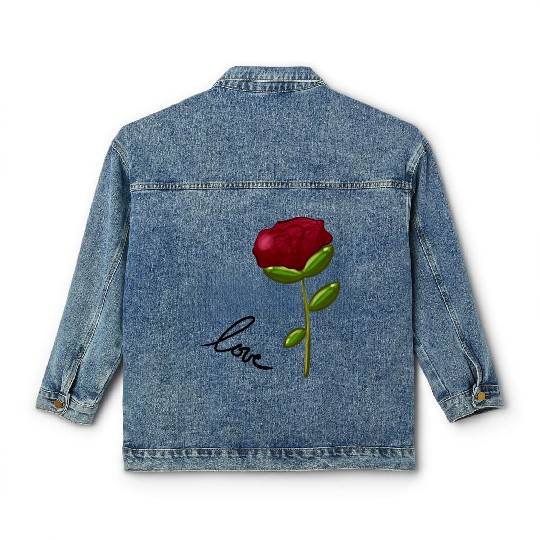 red flower symbol nature Classic Women's Denim Jackets