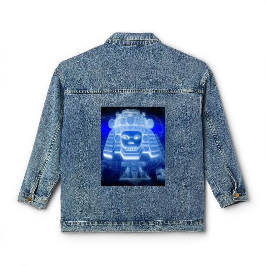 Maya Blueprints Inca Mask Drawing Ancient Classic Women's Denim Jackets