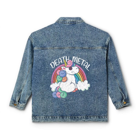 Rainbow Unicorn Satan Love Metal Music Heavy Rock Classic Women's Denim Jackets