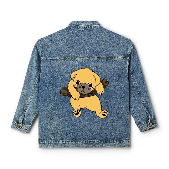 Cute Puppy Hanging Funny Dog Pet Lover Gift Ideas Classic Women's Denim Jackets