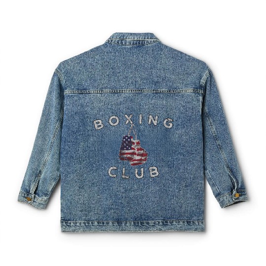 Boxing Club Vintage Us Flag Boxing Gloves Classic Women's Denim Jackets