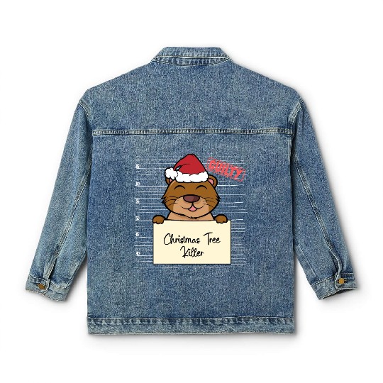 Sea otter christmas funny prison Classic Women's Denim Jackets