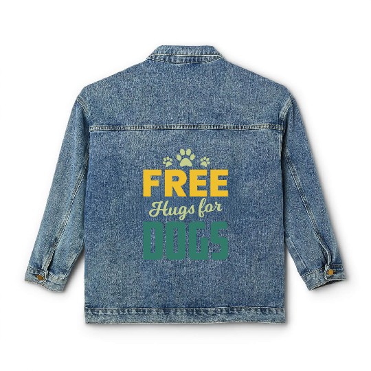 Free Hugs for Dogs Owners Pet Lover Gift Ideas Classic Women's Denim Jackets