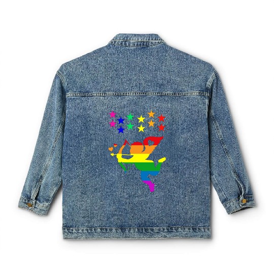 cupid rainbow valentines day hearts day love gift Classic Women's Denim Jackets