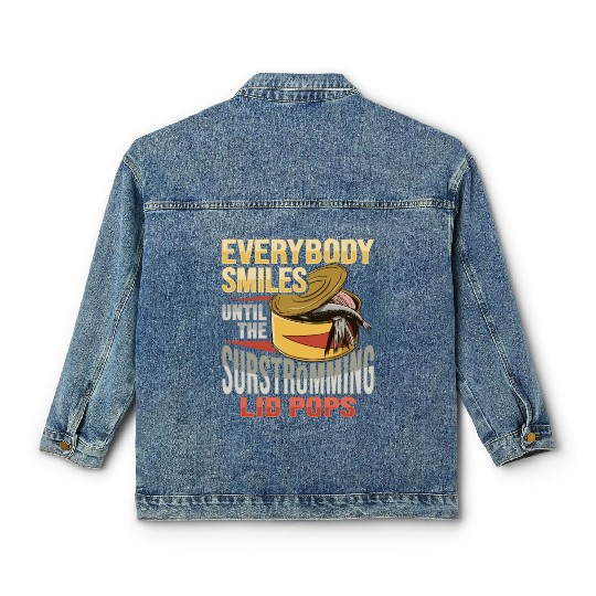 Canned Fish Surströmming Design for Swedish Fish Classic Women's Denim Jackets