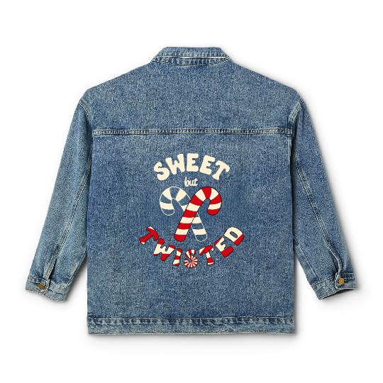 Sweet but twisted candy canes pun Classic Women's Denim Jackets