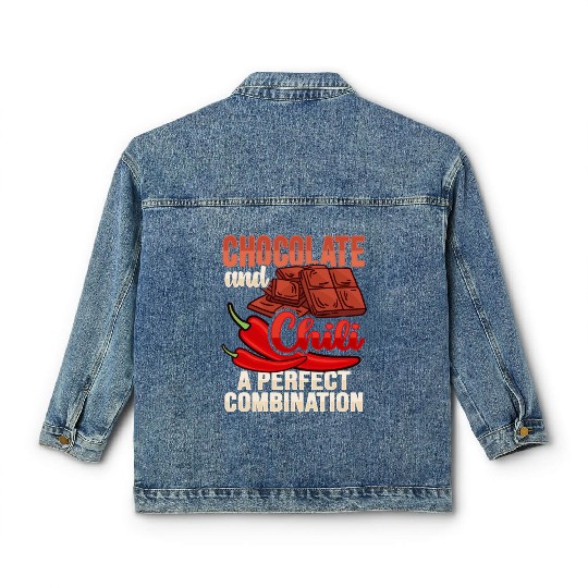 Chilli Chocolate Design for a Chili Lover Classic Women's Denim Jackets