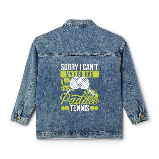 Paddle Tennis Player Match Dad Fathers Day Papa Classic Women's Denim Jackets