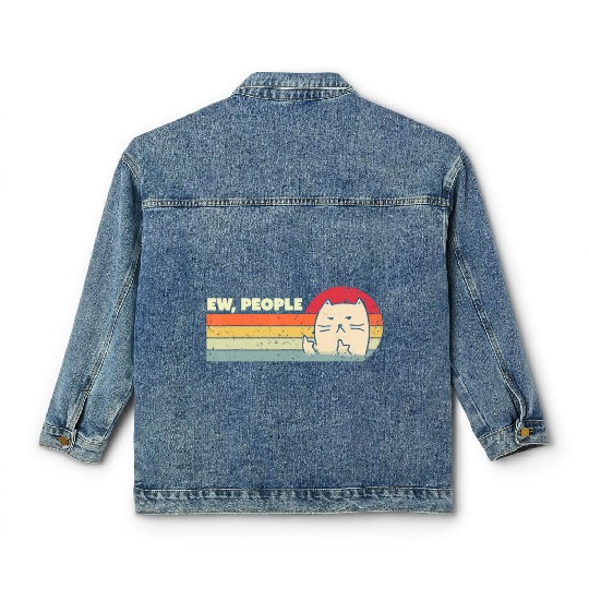 Retro Style Ew, People Classic Women's Denim Jackets Funny Cat