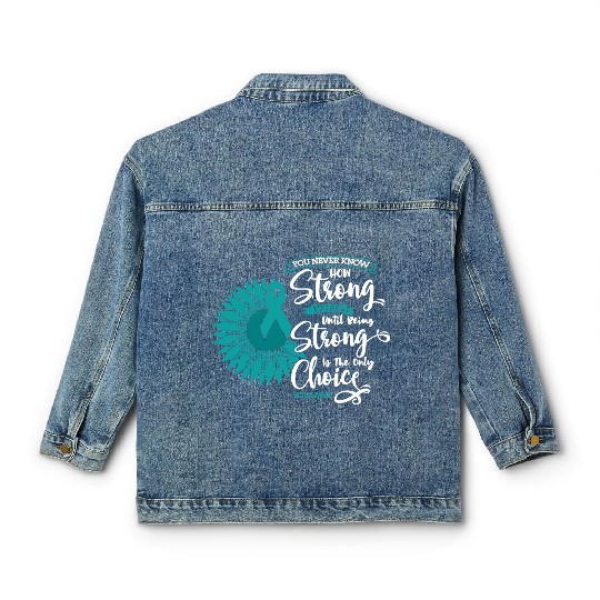 Cervical Cancer Awareness Month Teal Sunflower Classic Women's Denim Jackets