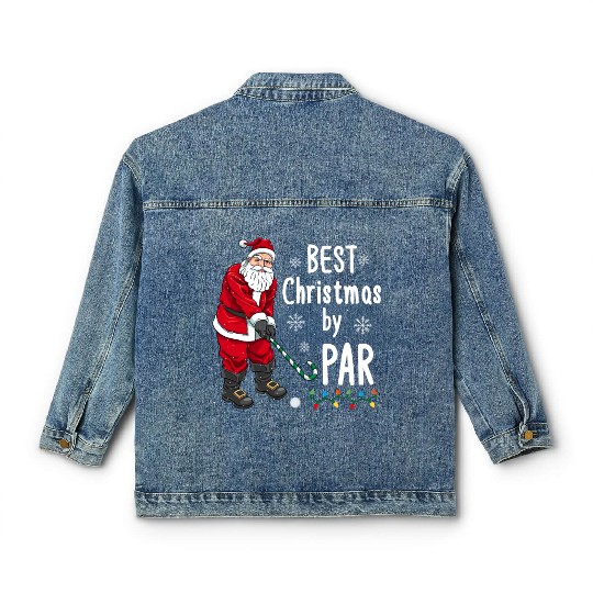 Golf Santa Claus Pun Golfer Gift Golfing Classic Women's Denim Jackets