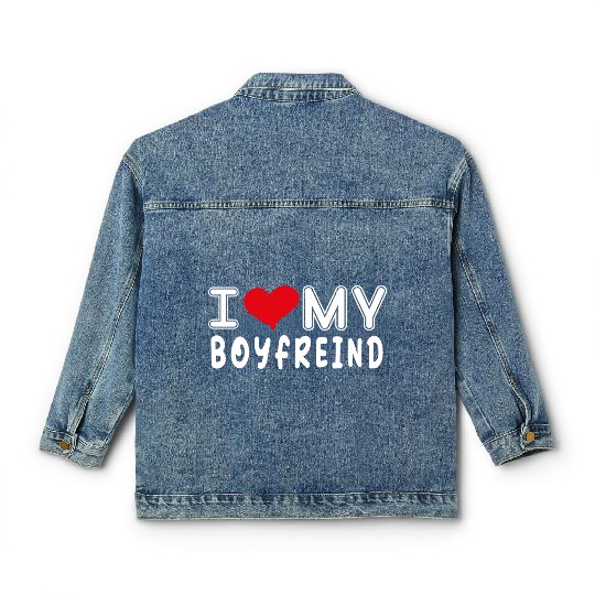 I Love My Boyfriend,valentine,I Heart My Boyfriend Classic Women's Denim Jackets