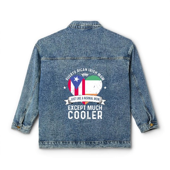 Puerto Rico Flag Ireland Mom Mothers Day Women Classic Women's Denim Jackets
