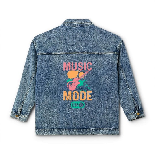 Guitarist - Music Mode On - Funny Guitar Player Classic Women's Denim Jackets