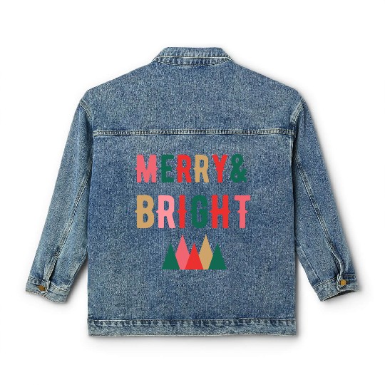 Merry and Bright Christmas tree Classic Women's Denim Jackets
