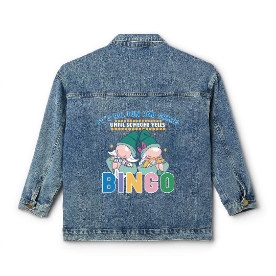 Bingo Card Game Grandma Bingo Player Bingo Cards Classic Women's Denim Jackets