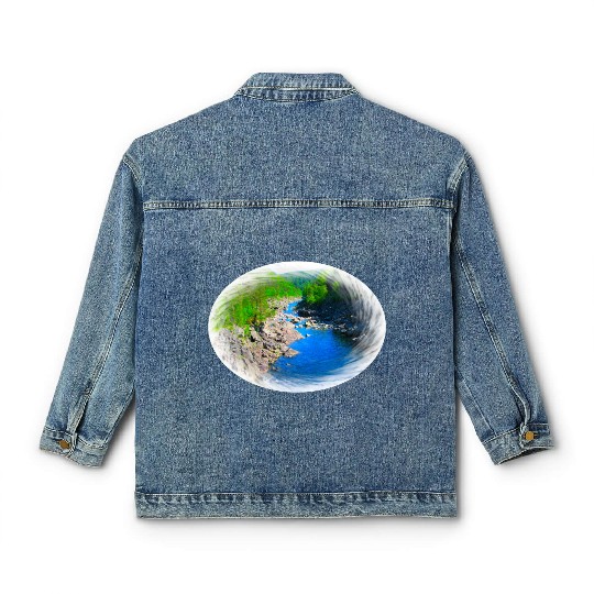 A river running through a valley in the wilderness Classic Women's Denim Jackets