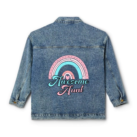Awesome Aunt retro rainbow vintage Classic Women's Denim Jackets