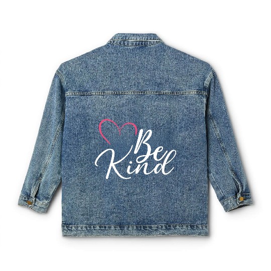 Be Kind Pink Heart – Minimal Kindness Quote Art Classic Women's Denim Jackets