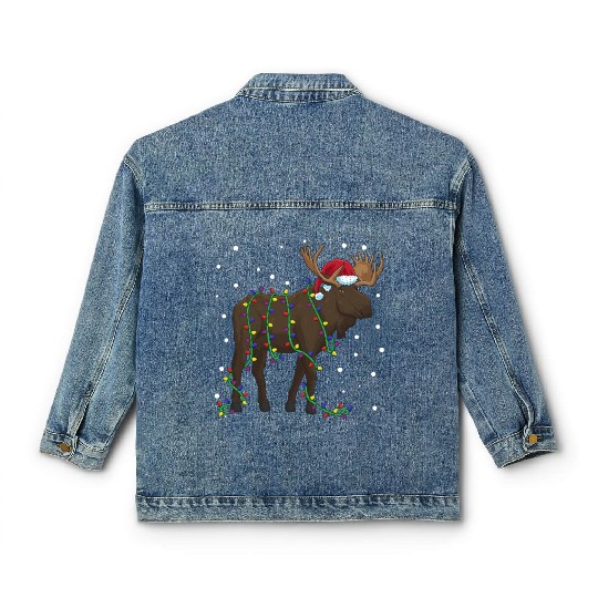 Moose Christmas Scandinavia Animal Classic Women's Denim Jackets