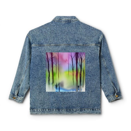 Colorful watercolor simple nature Classic Women's Denim Jackets
