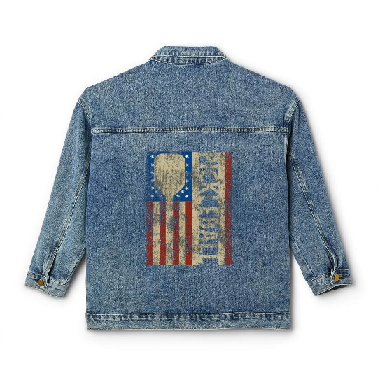 Pickleball American Flag Great Vintage Pickleball Classic Women's Denim Jackets