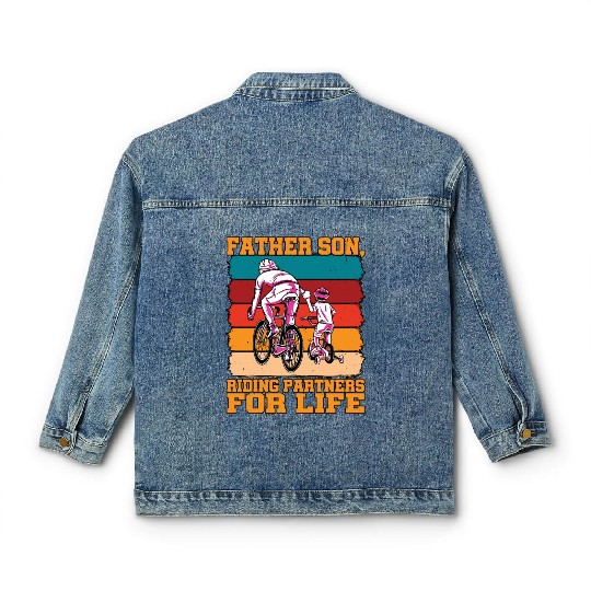 Father Son, Riding Partners For Life Classic Women's Denim Jackets
