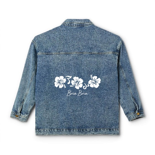 Bora Bora French Polynesia Hibiscus Flower Classic Women's Denim Jackets