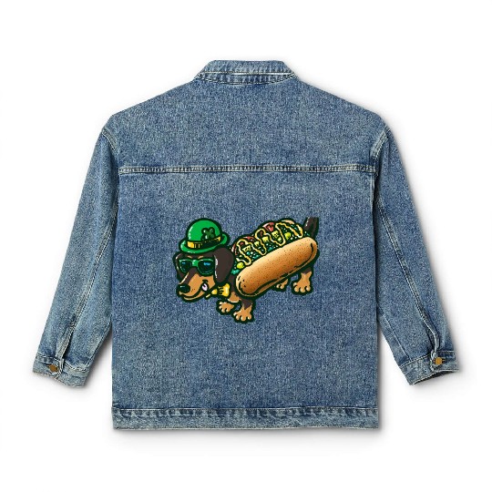 St Patrick's Day Chicago Dog Classic Women's Denim Jackets