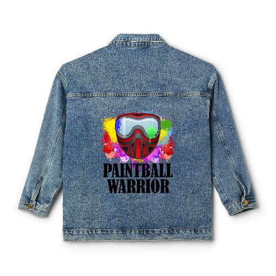 Paintball Warrior Mask Squad Paintballer Air Gun Classic Women's Denim Jackets