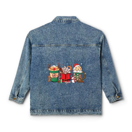 Christmas Hot Chocolate Cup Classic Women's Denim Jackets