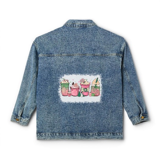 Hot Chocolate Cup Peppermint Mocha Classic Women's Denim Jackets