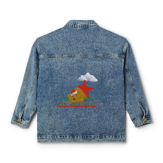 California bear in winter Classic Women's Denim Jackets