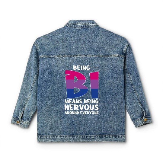 Being Bi Bisexual Pride Kawaii Cat Classic Women's Denim Jackets