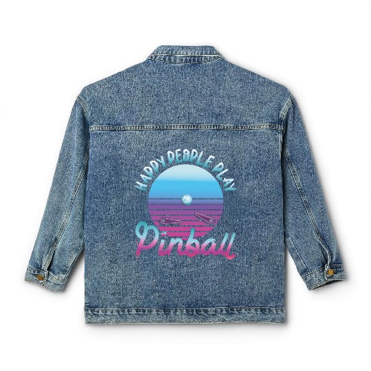 Happy People Play Pinball Retro 80s Classic Women's Denim Jackets